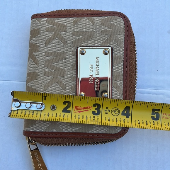 NWOT Michal Kors bifold canvas leather tan brown wallet - Picture 10 of 12